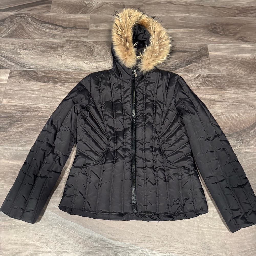 Michael Kors Down Puffer Jacket with Fur Trim Hood Size: Medium